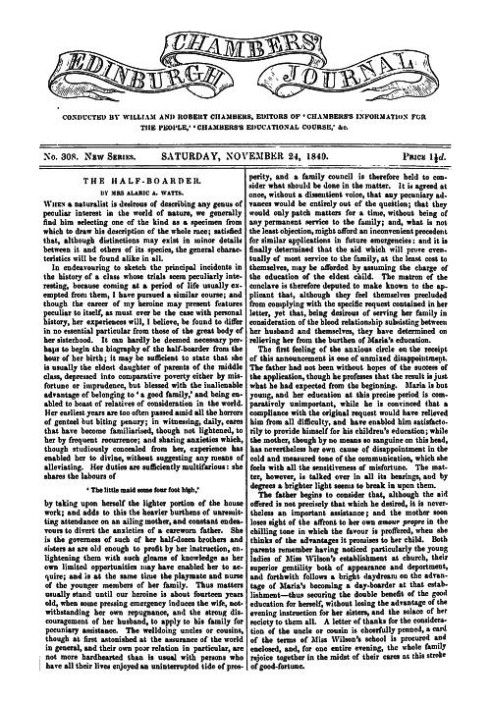 Эдинбургский журнал Чемберса, № 308, новая серия, суббота, 24 ноября 1849 г.