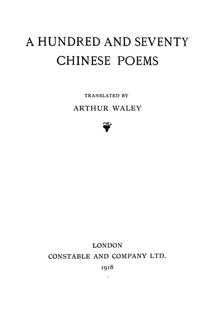 A Hundred and Seventy Chinese Poems