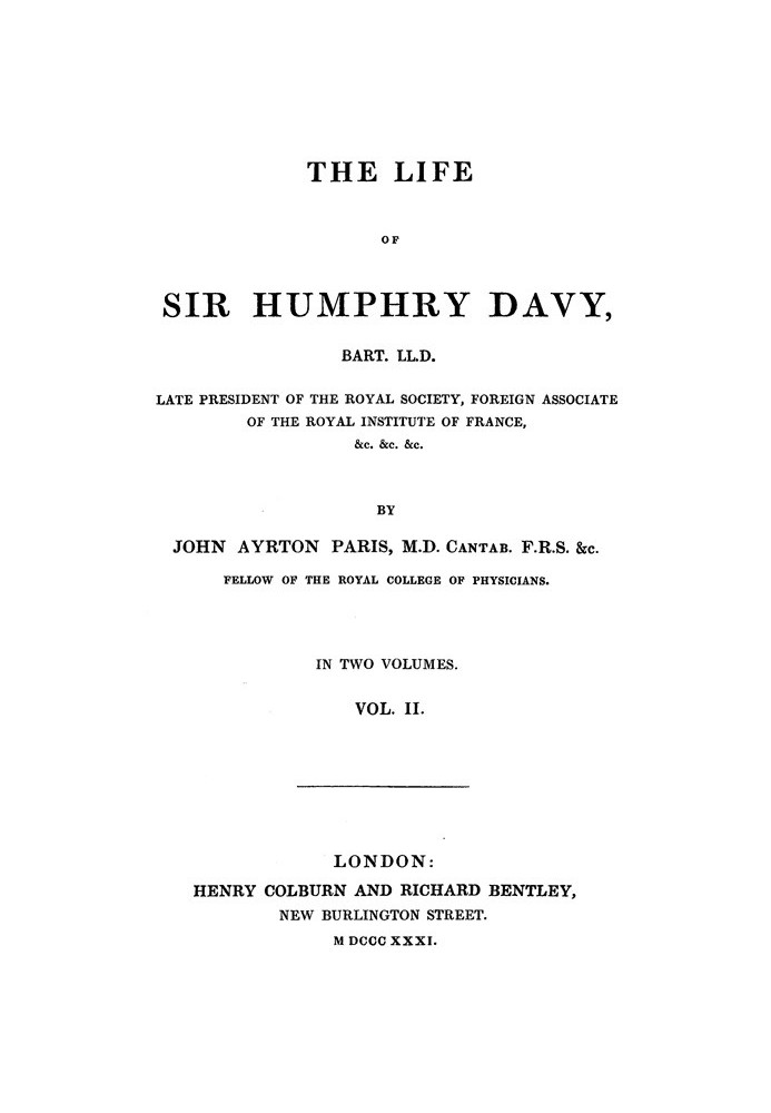 The Life of Sir Humphry Davy, Bart. LL.D., Volume 2 (of 2)