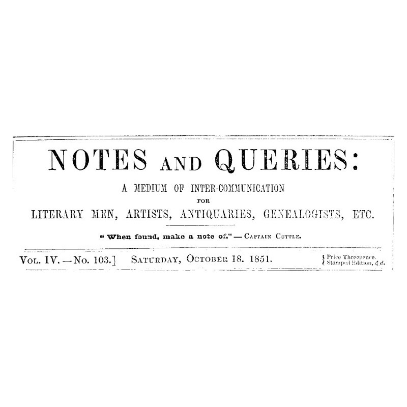 Notes and Queries, Vol. IV,...