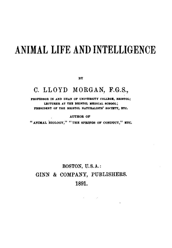 Animal Life and Intelligence