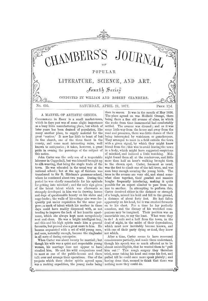 Chambers's Journal of Popular Literature, Science, and Art, No. 695 April 21, 1877.