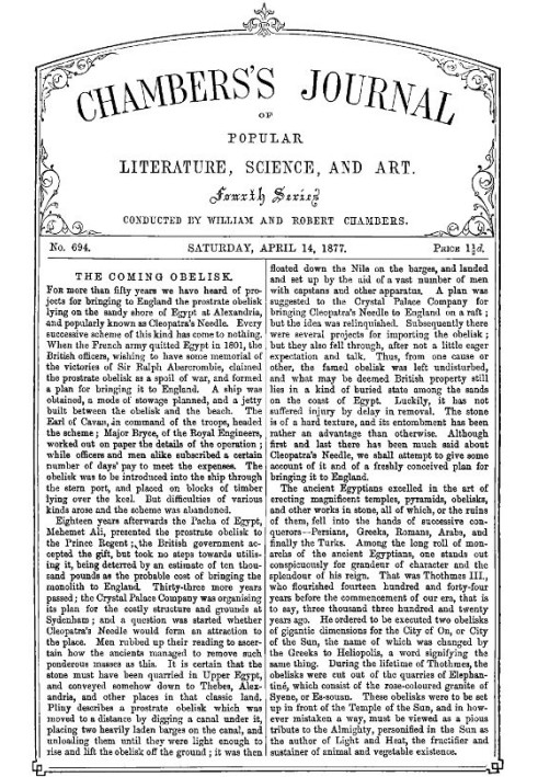 Chambers's Journal of Popular Literature, Science, and Art, No. 694 April 14, 1877.