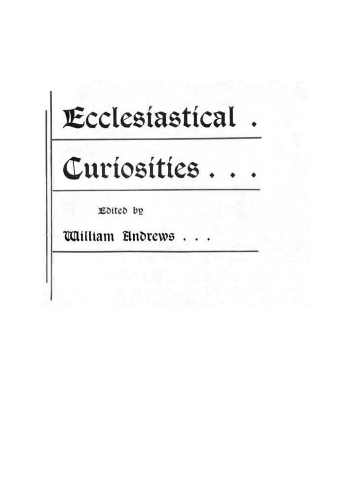 Ecclesiastical Curiosities