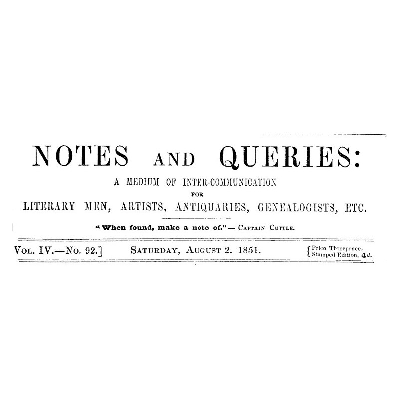 Notes and Queries, Vol. IV,...