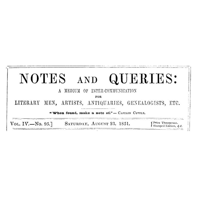 Notes and Queries, Vol. IV,...