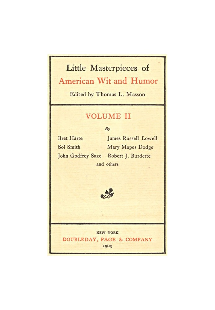 Little Masterpieces of American Wit and Humor, Volume II