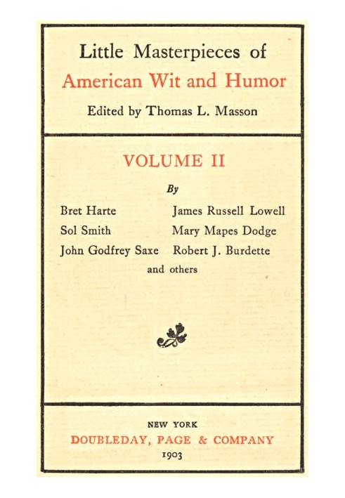 Little Masterpieces of American Wit and Humor, Volume II