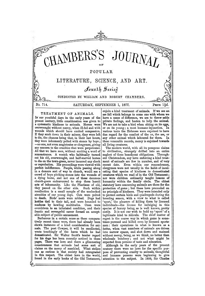 Chambers's Journal of Popular Literature, Science, and Art, No. 714 September 1, 1877