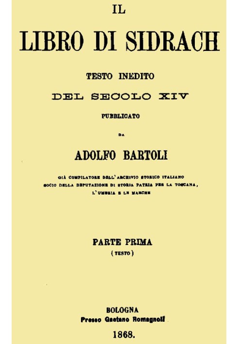 Книга Сідраха: неопублікований текст 14 століття, опублікований Адольфо Бартолі