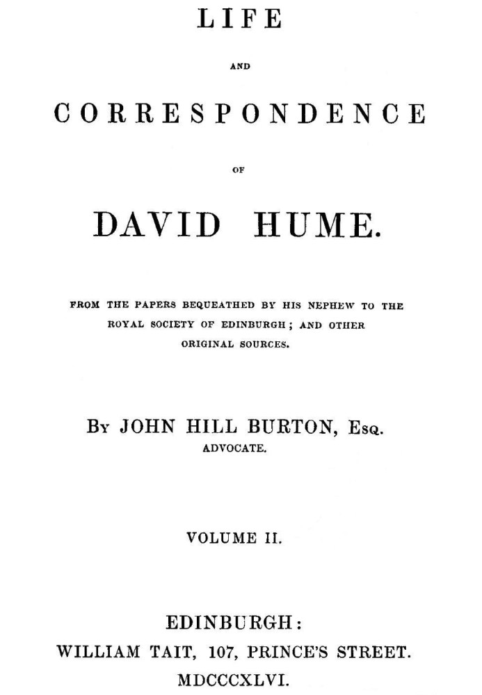 Life and Correspondence of David Hume, Volume 2