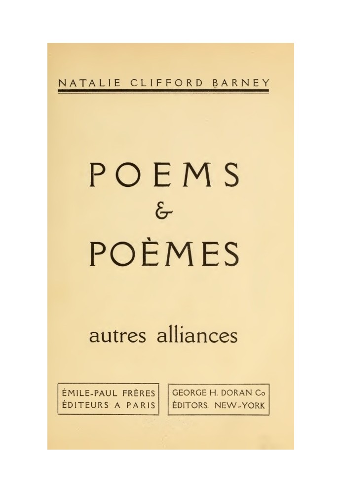 Poems & Poèmes; autres alliances