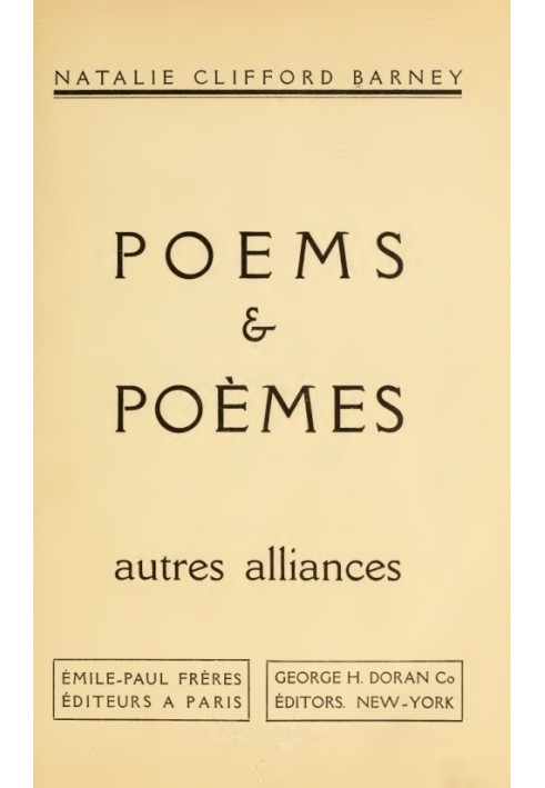 Poems & Poèmes; autres alliances