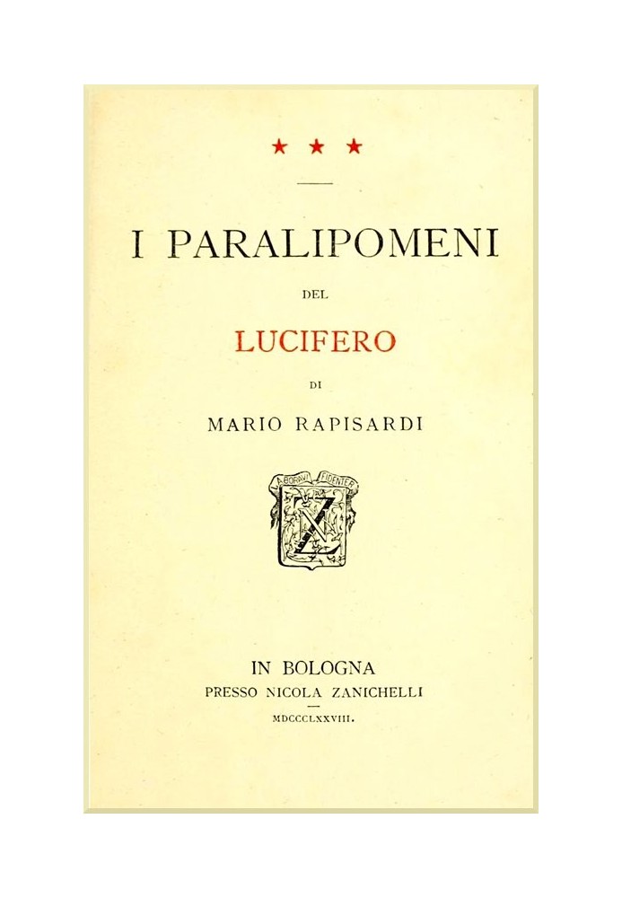 The Paralipomena of Lucifer by Mario Rapisardi