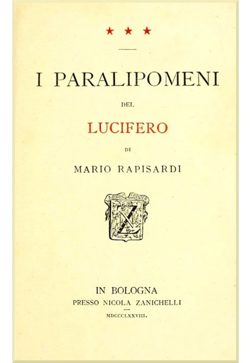 The Paralipomena of Lucifer by Mario Rapisardi