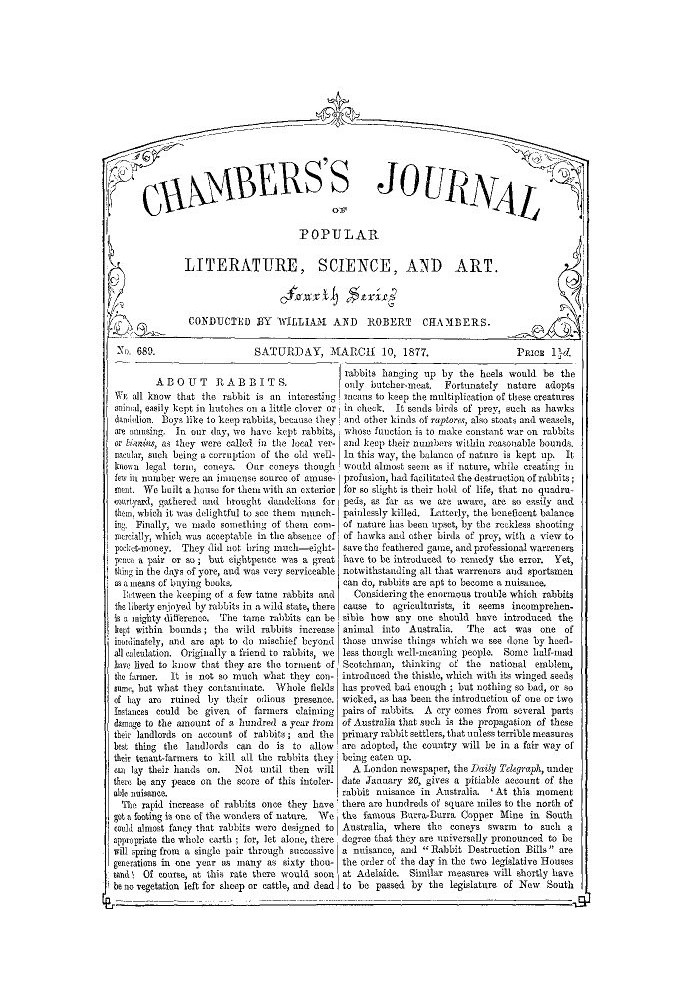 Chambers's Journal of Popular Literature, Science, and Art, No. 689 March 10, 1877