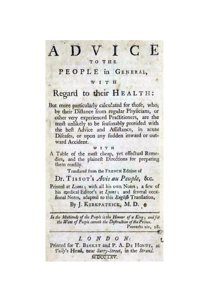 Advice to the people in general, with regard to their health