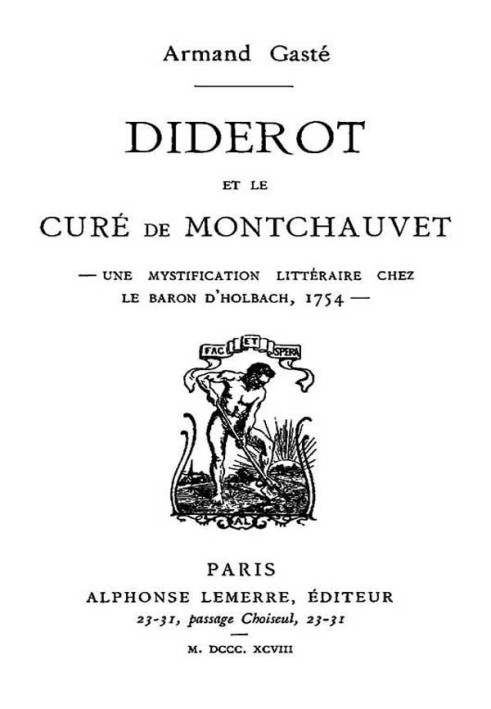Дідро та кюре Моншове. Літературна містифікація барона д'Гольбаха, 1754 р.