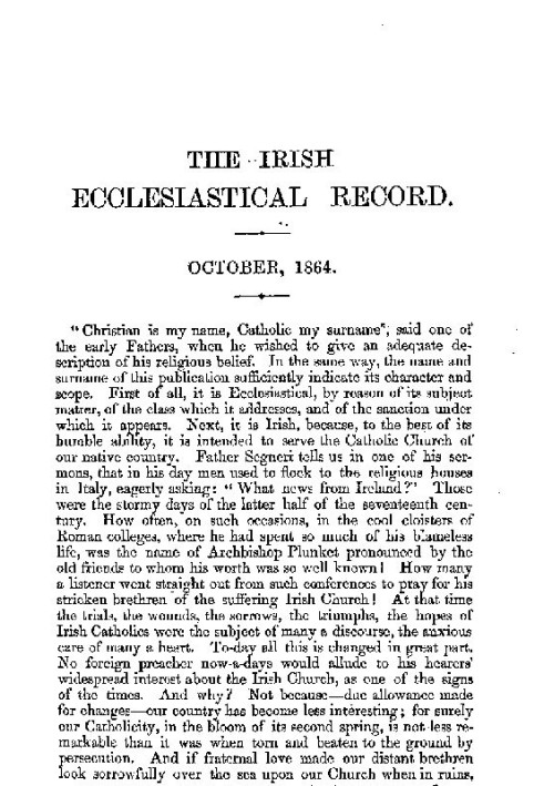 The Irish Ecclesiastical Record, том 1, жовтень 1864 р