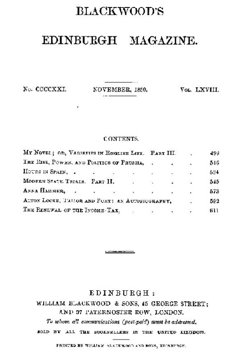 Blackwood's Edinburgh Magazine, том 68, № 421, листопад 1850 р.