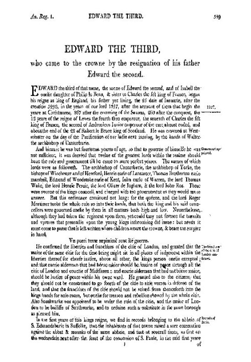 Chronicles of England, Scotland and Ireland (2 of 6): England (11 of 12) Edward the Third, Who Came to the Crowne by the Resigna