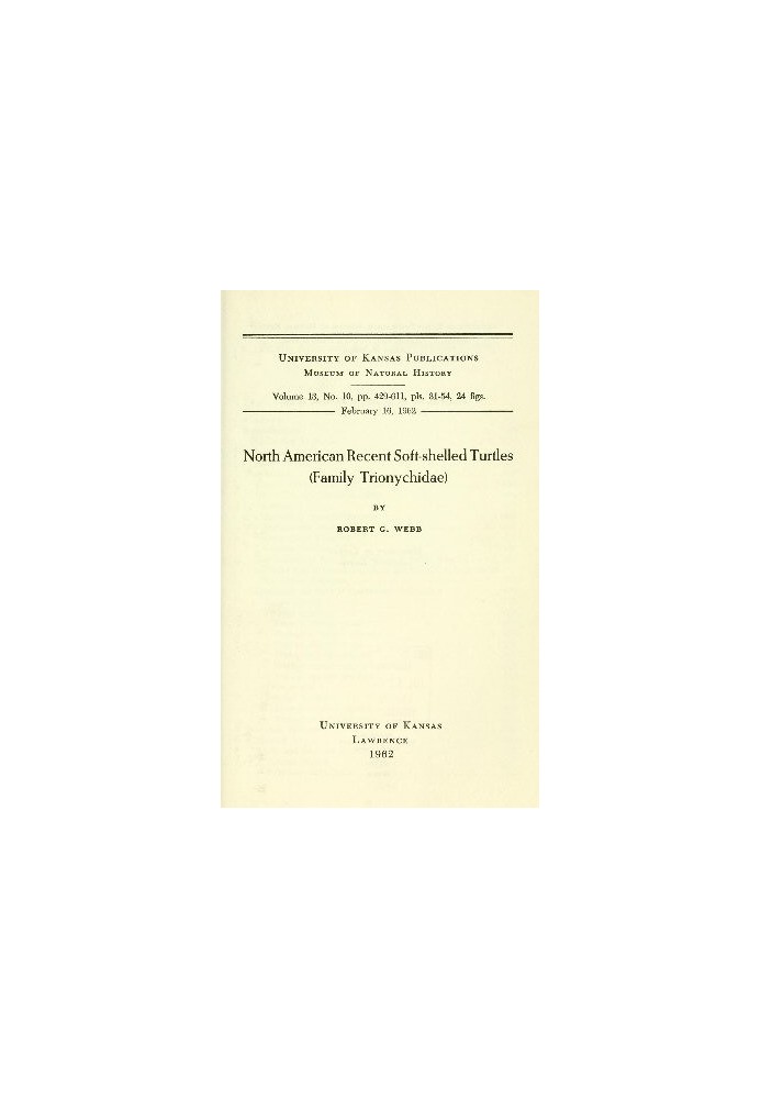 North American Recent Soft-Shelled Turtles (Family  Trionychidae)