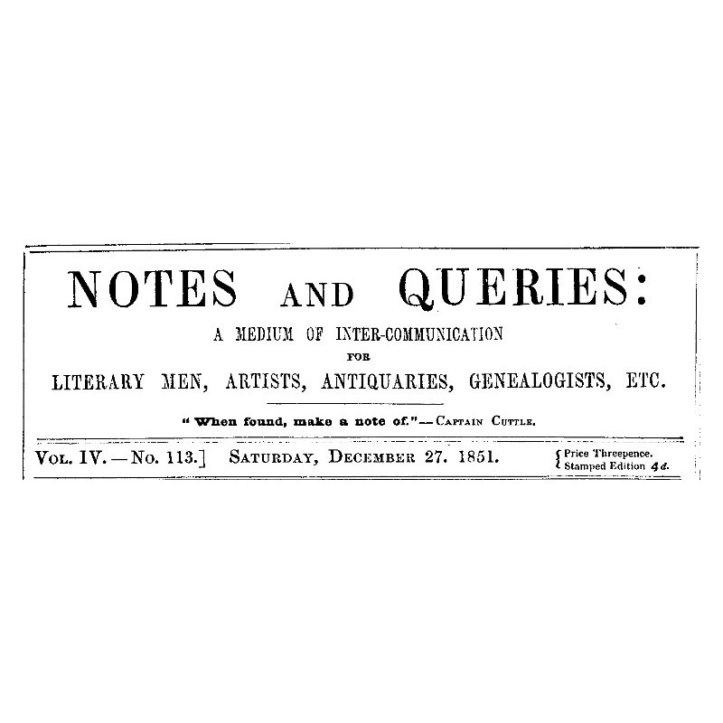 Notes and Queries, Vol. IV,...