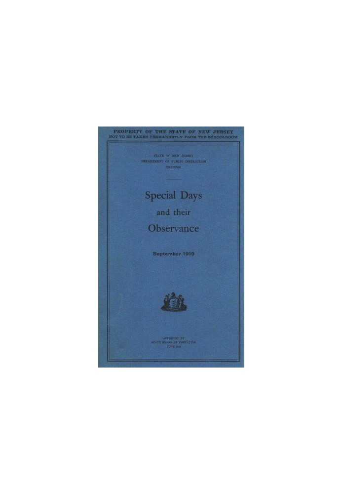 Special Days and Their Observance September 1919