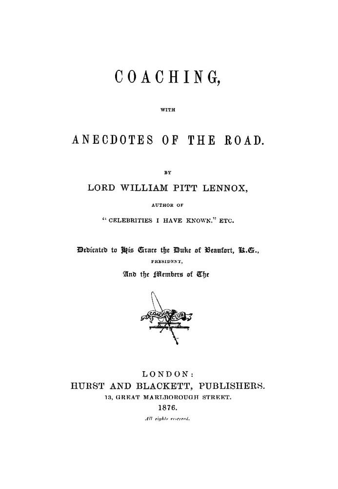 Coaching, with Anecdotes of the Road