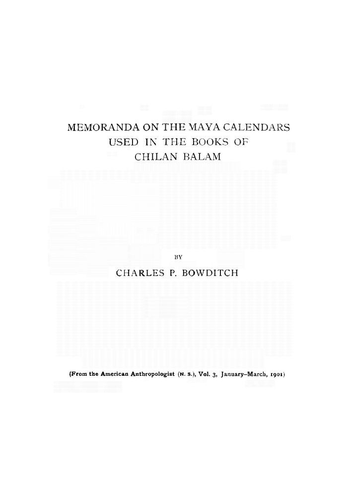 Меморандумы о календарях майя, использованных в книгах Чилан Балама