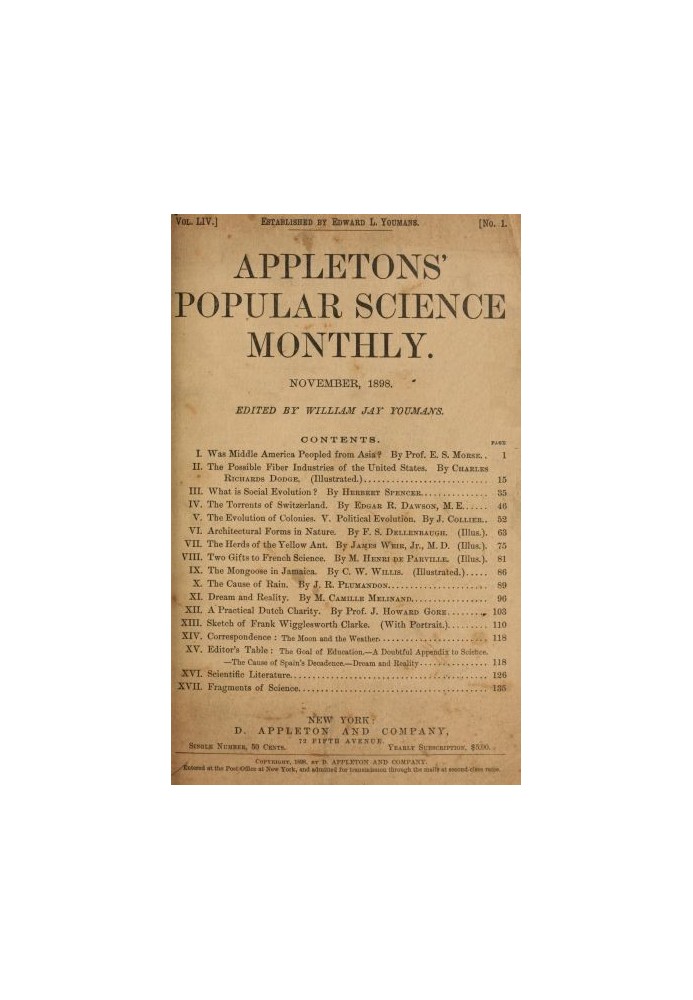 Ежемесячник популярной науки Эпплтона, ноябрь 1898 г., том 54, ноябрь 1898 г.