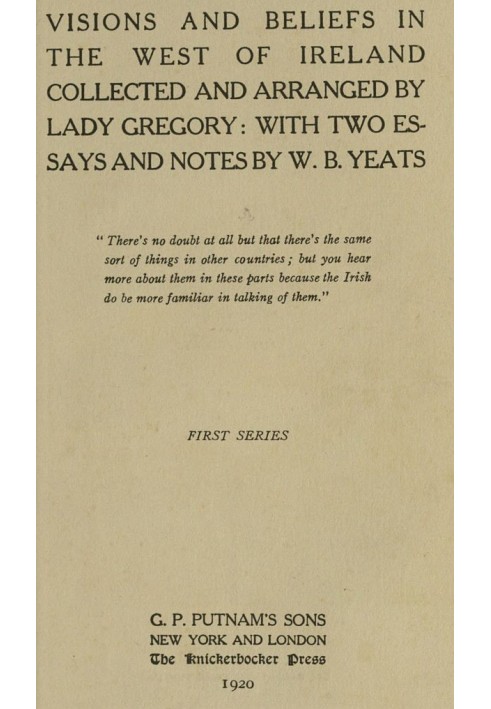 Visions and Beliefs in the West of Ireland, First Series