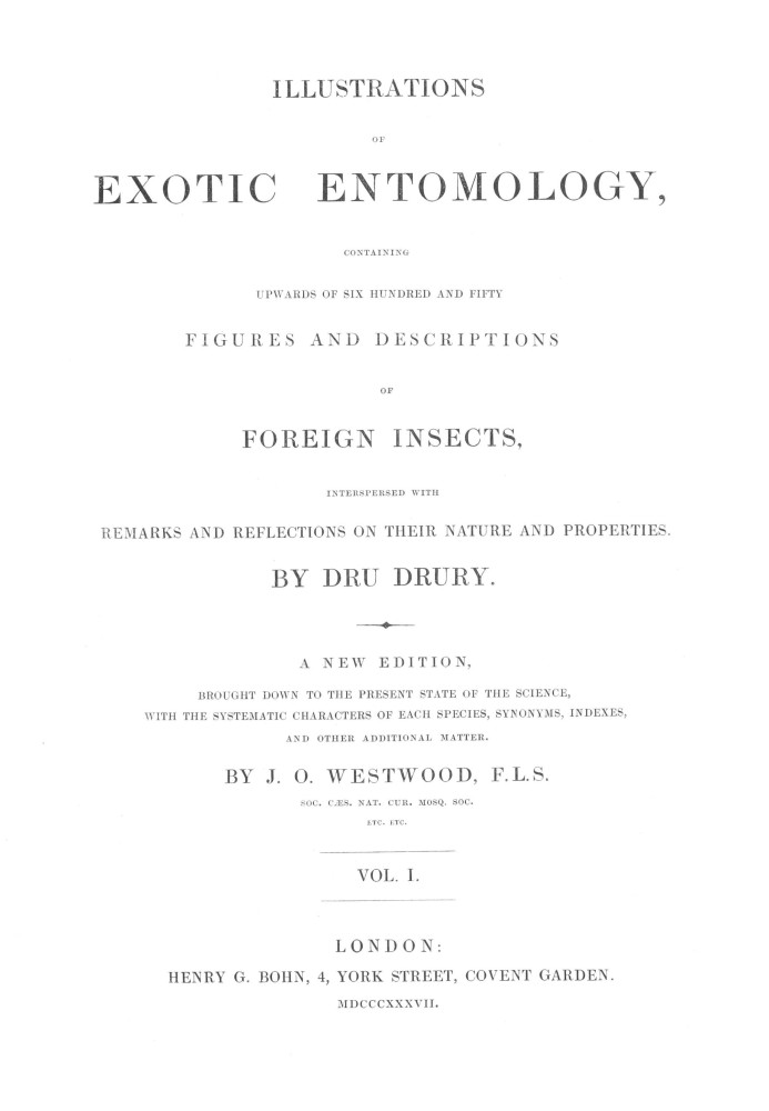 Illustrations of Exotic Entomology, Volume 1