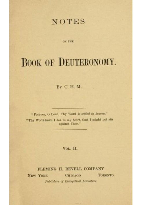 Notes on the Book of Deuteronomy, Volume II