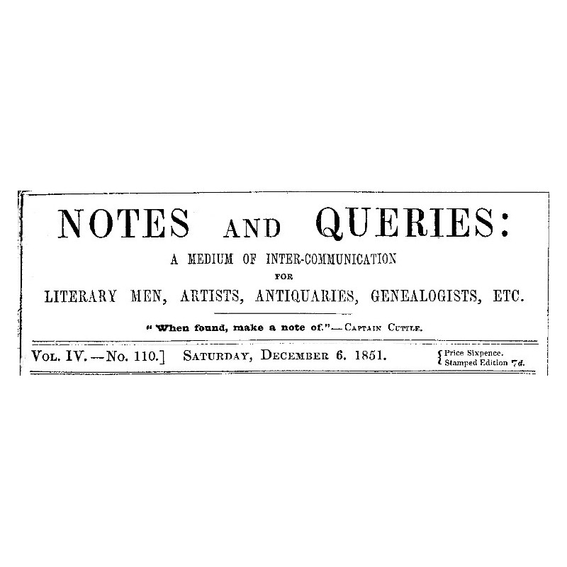 Notes and Queries, Vol. IV,...