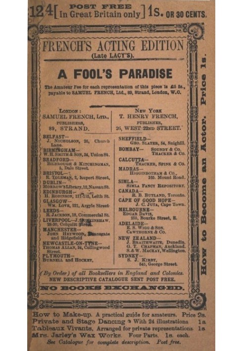 A Fool's Paradise: An Original Play in Three Acts