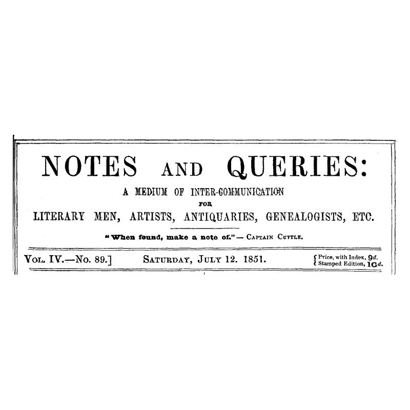 Notes and Queries, Vol. IV,...