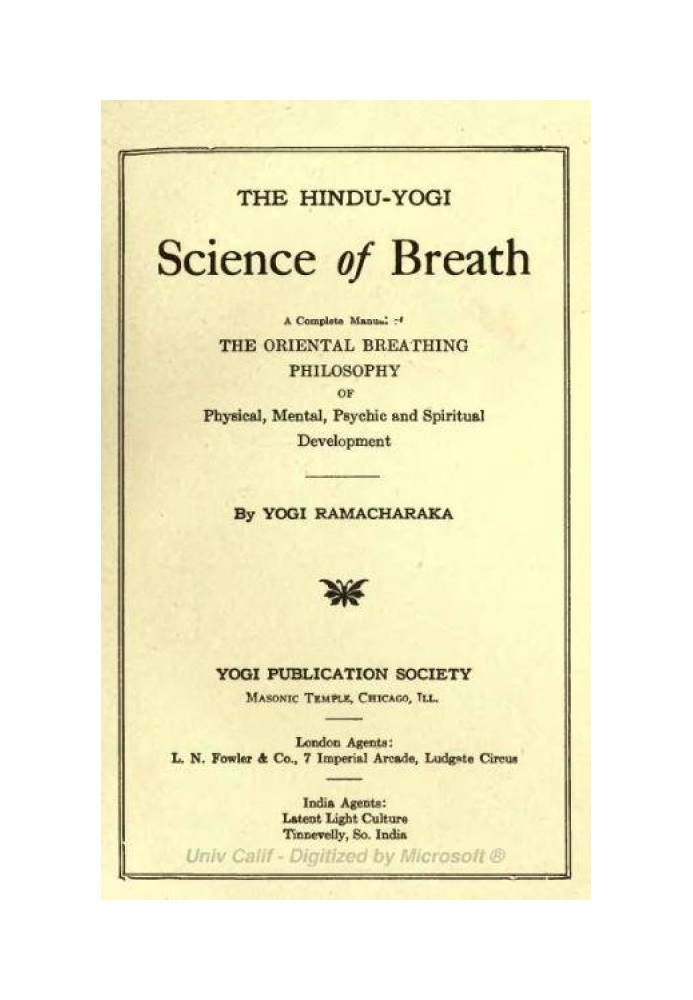 The Hindu-Yogi Science of Breath