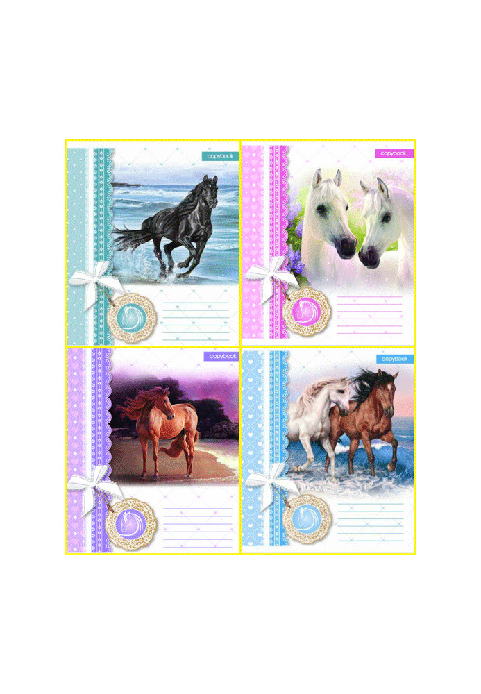 Notebook A5, staple, 24 sheets, line, offset, Series Horses