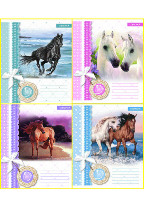 Notebook A5, staple, 24 sheets, line, offset, Series Horses