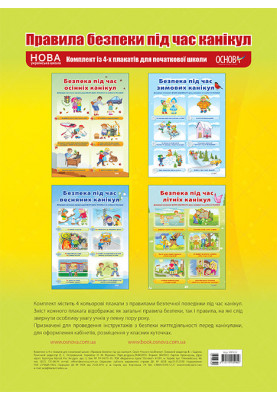 Set of posters Safety rules during the holidays (4 pcs). Visibility of ZPP032