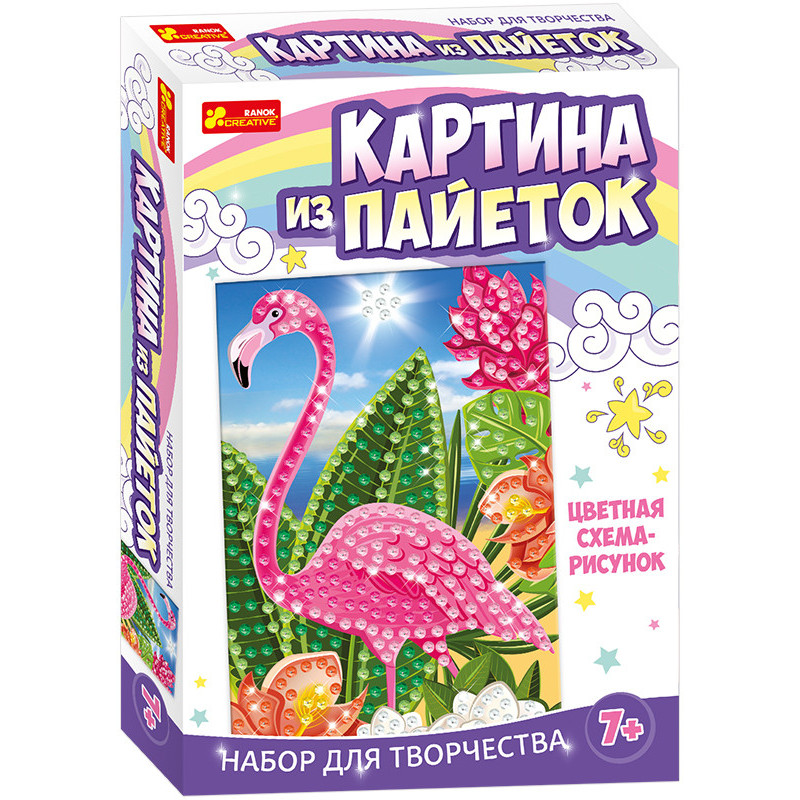Картинка из пайеток Фламинго