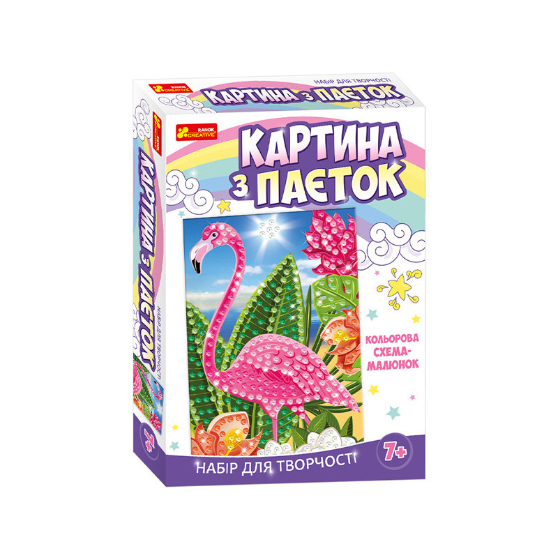 Картина з паєток.Фламінго
