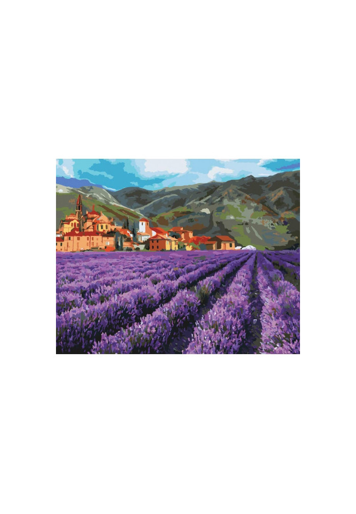 Set for painting by numbers. Rural landscape "Mountain lavender" - 40*50 cm