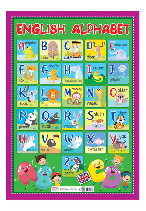 Alphabet. The English alphabet is printed