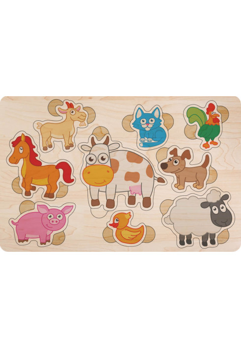 Colored wooden puzzle Pets