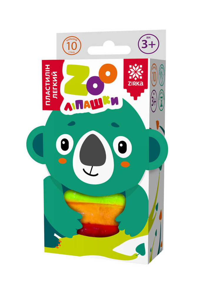 Light plasticine ZOO stickers Koala 6g/10 rounds/10 tbsp