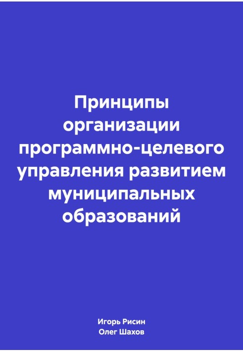 Принципи організації програмно-цільового управління розвитком муніципальних утворень