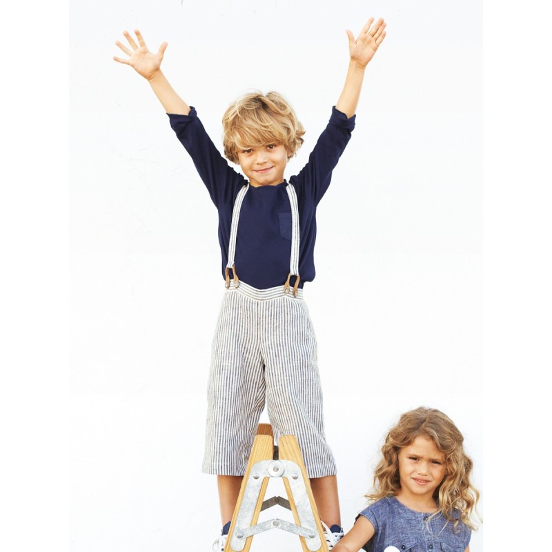 Pattern Linen trousers with...