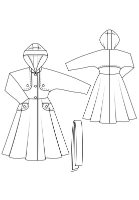 Pattern Vintage coat with a hood (Burda 10/2020, pattern number 114) (Burda 10/2020, № викрійки 114)